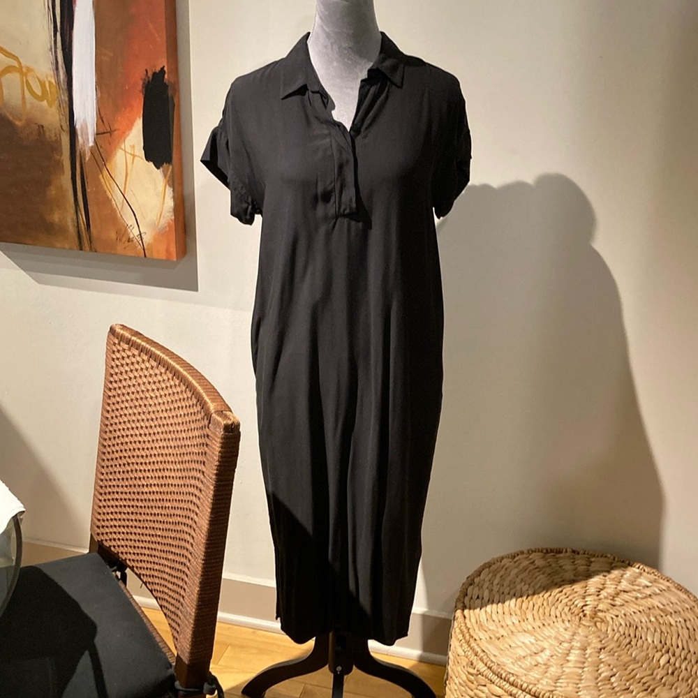 Chico’s short sleeved black shirt dress with pockets, size 2